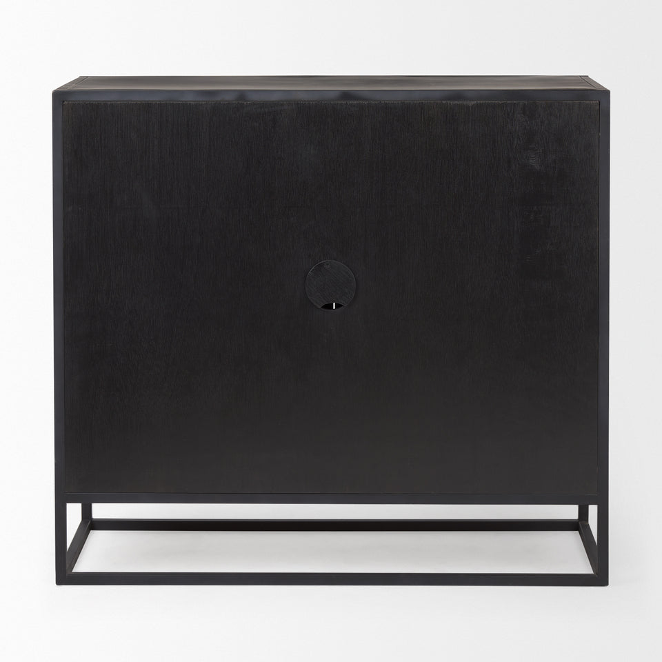 Mercana Sloan Black Wood With Black Metal Frame Accent Cabinet