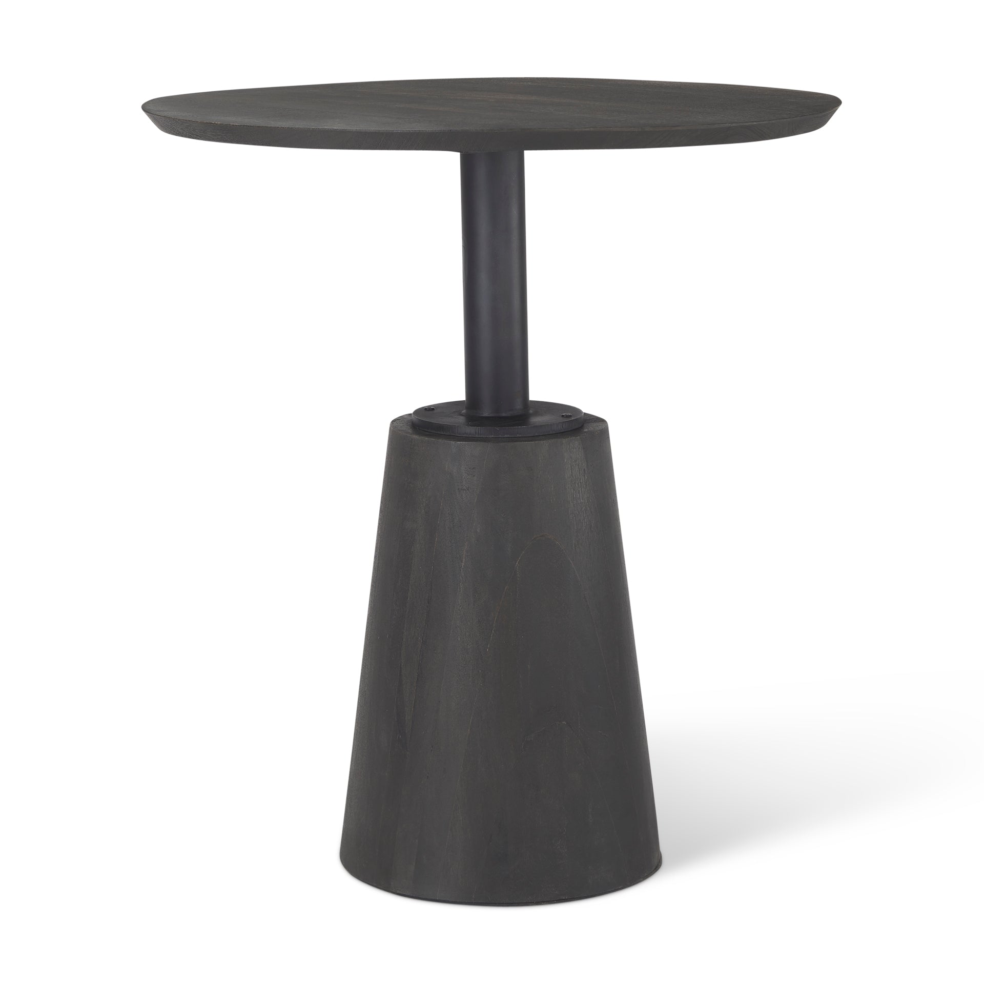 Mercana Maxwell 32" Round Black-Brown Wood With Black Metal Pedestal Bistro Table