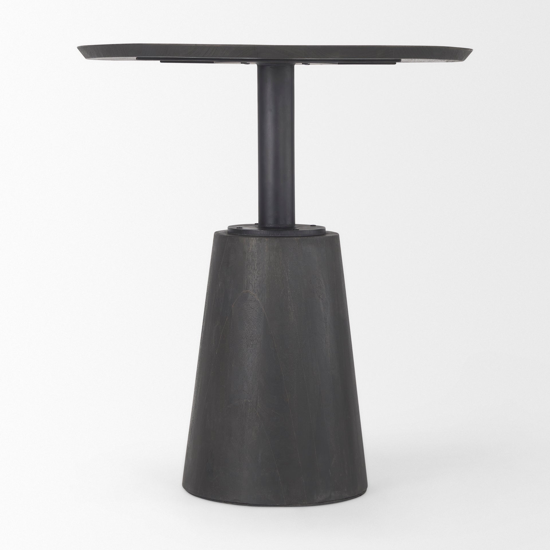 Mercana Maxwell 32" Round Black-Brown Wood With Black Metal Pedestal Bistro Table