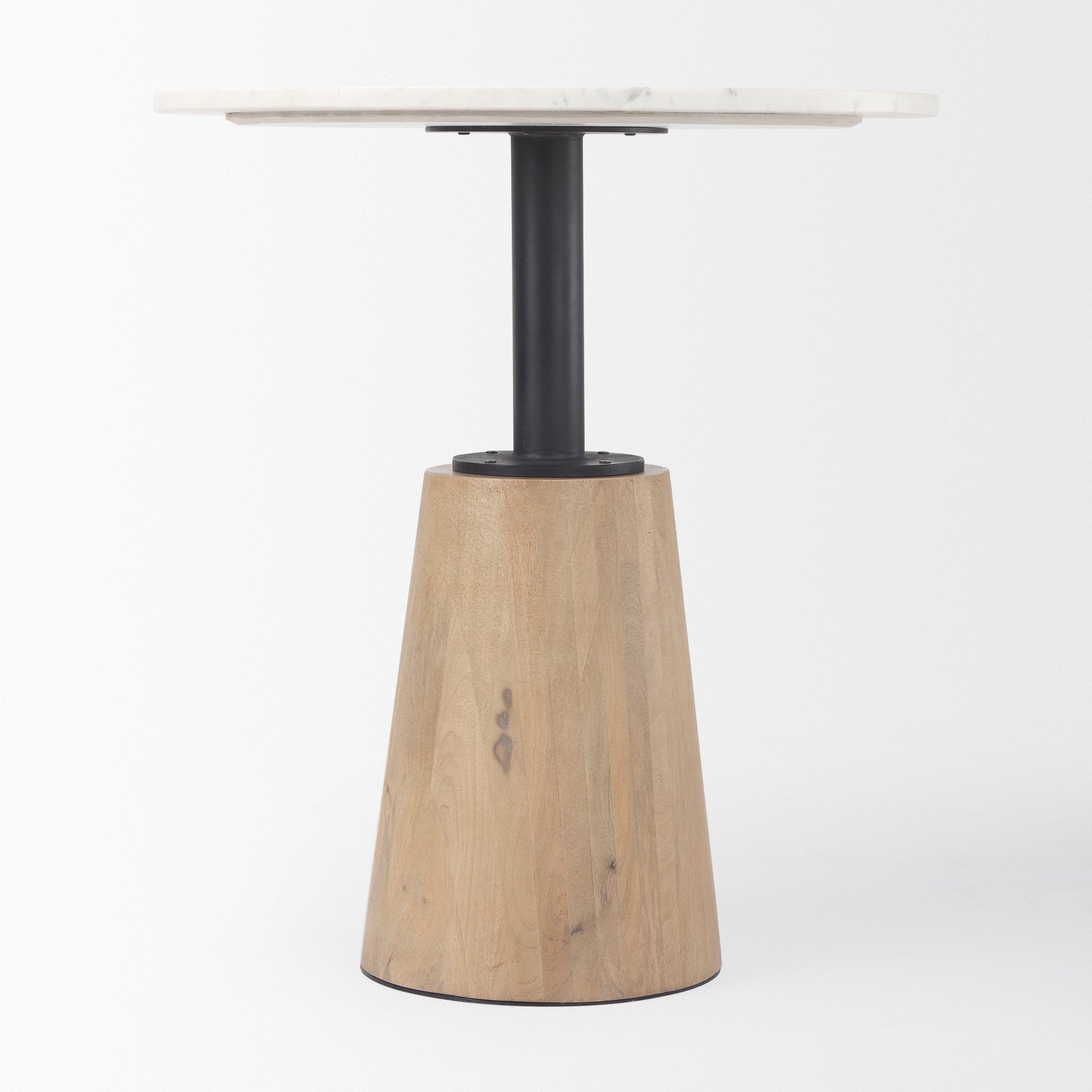 Mercana Maxwell 32" Round Black-Brown Wood With Black Metal Pedestal Bistro Table