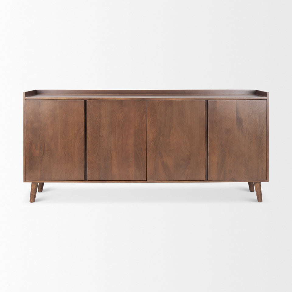 Mercana Lillie Medium Brown Wood 4 Door Tray Top Sideboard