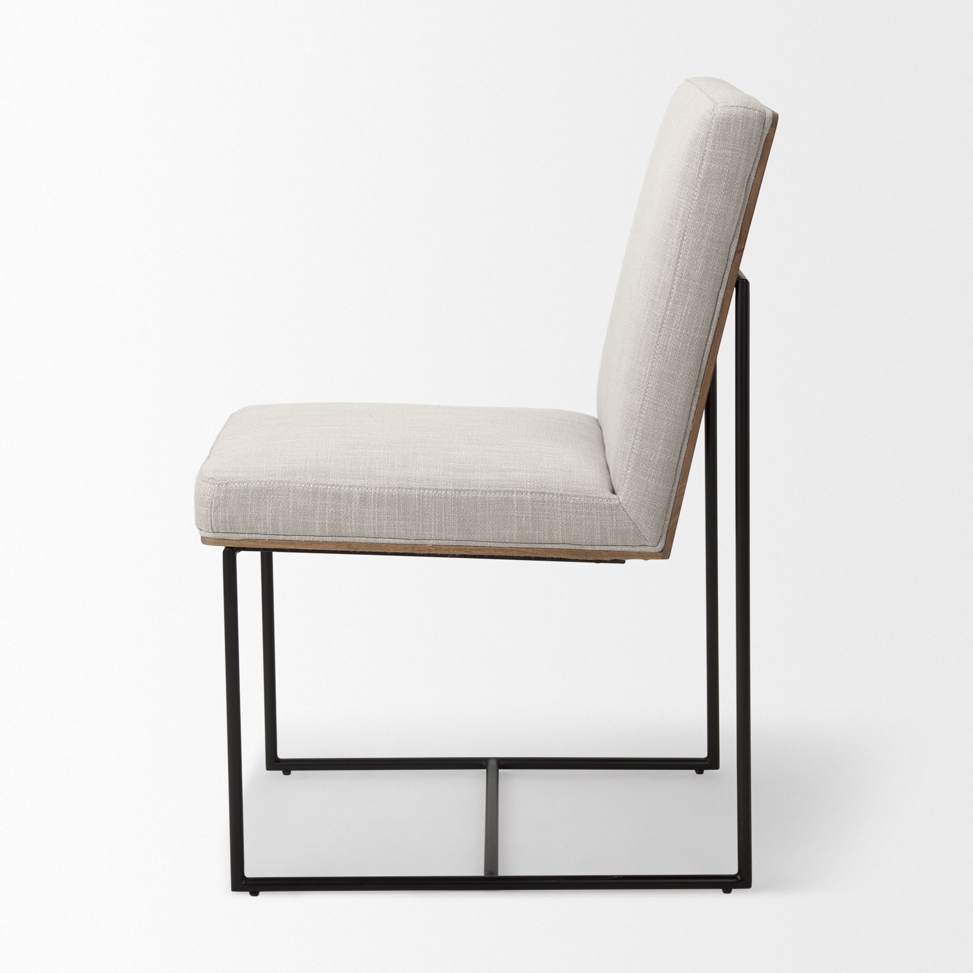 Mercana Stamford Beige Upholstered Seat With Wood Back, Black Metal Frame Dining Chair