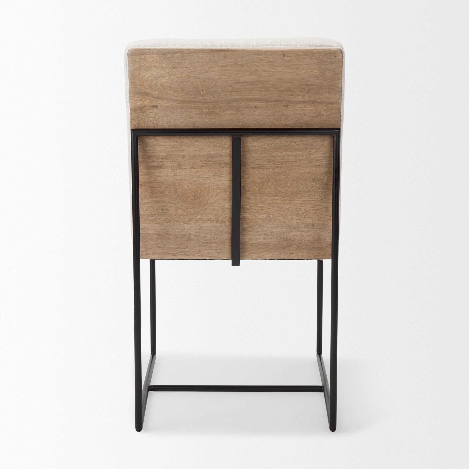 Mercana Stamford Beige Upholstered Seat With Wood Back, Black Metal Frame Dining Chair