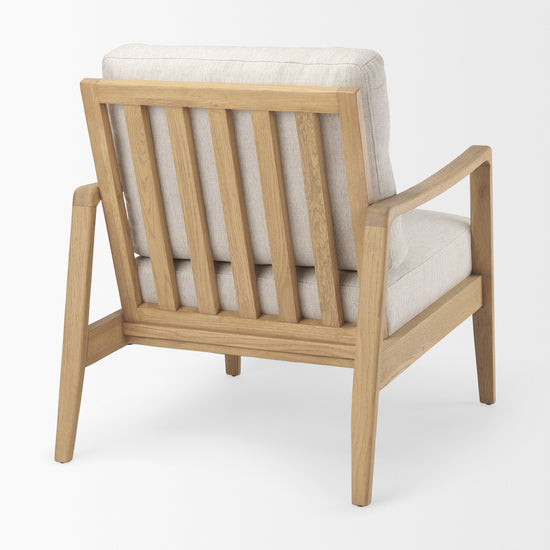 Mercana Raeleigh 28.0L x 34.1W x 34.4H Cream Fabric with Light Brown Wood Accent Chair