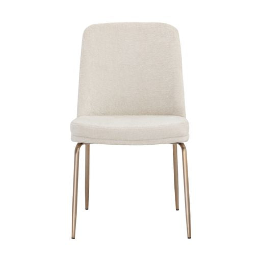 Sunpan Zeke Dining Chair Antique Brass in Bergen Ivory / Bergen Olive