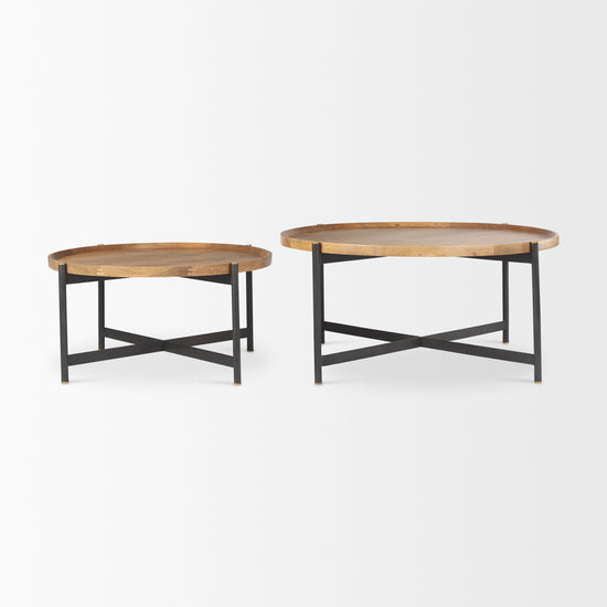 Mercana Marquisa Small / Medium Brown Wood with Black Metal Large Coffee Table