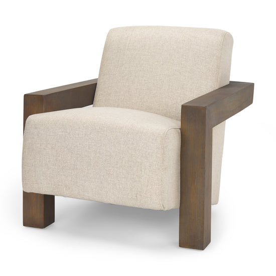 Mercana Sovereign Oatmeal Fabric Upholstered With Solid Wood Frame Accent Chair