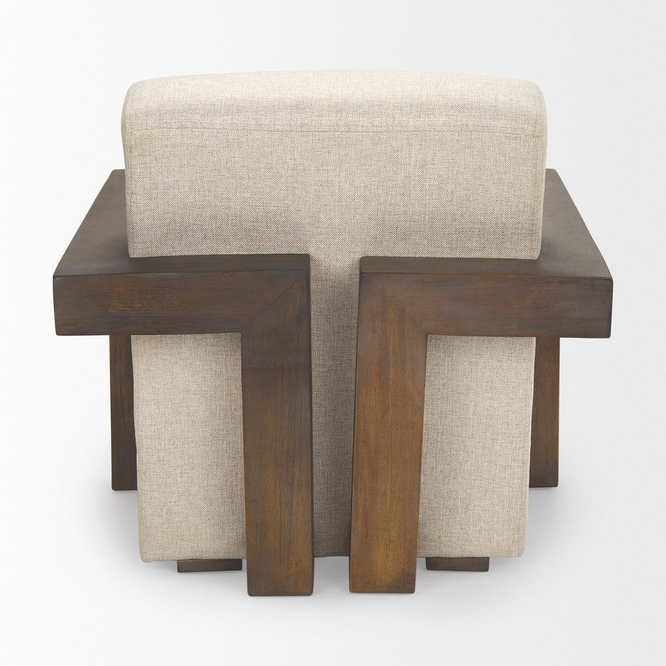 Mercana Sovereign Oatmeal Fabric Upholstered With Solid Wood Frame Accent Chair