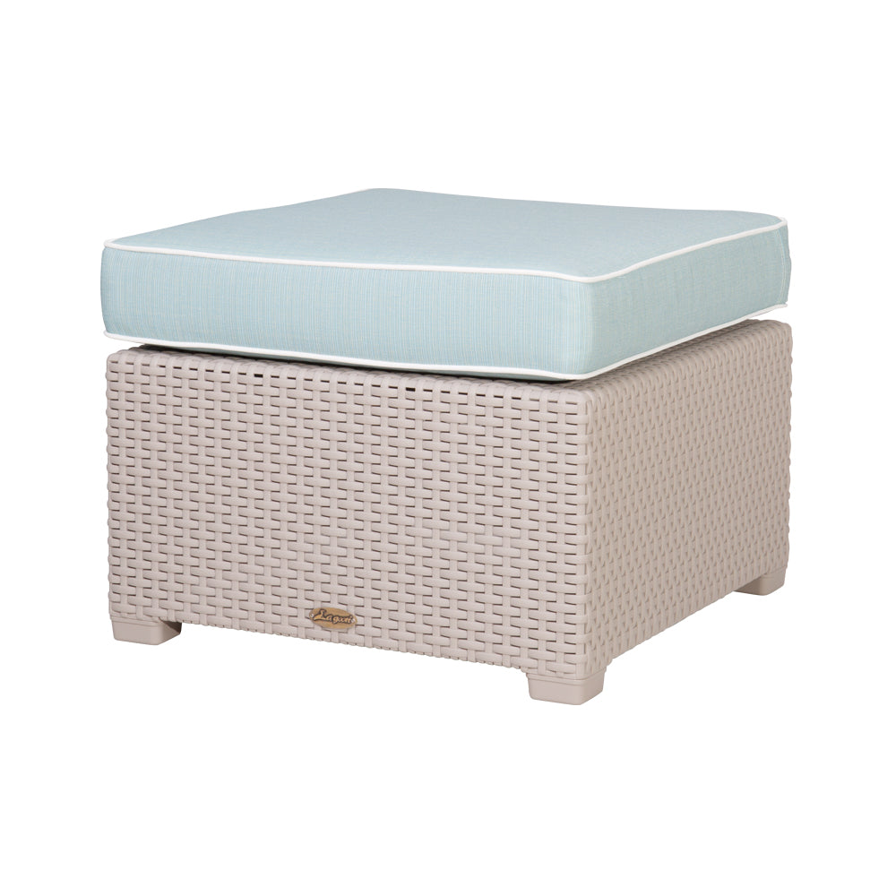 Lagoon Magnolia Grey/Black/Brown/Tan/White Rattan Ottoman With Cushion