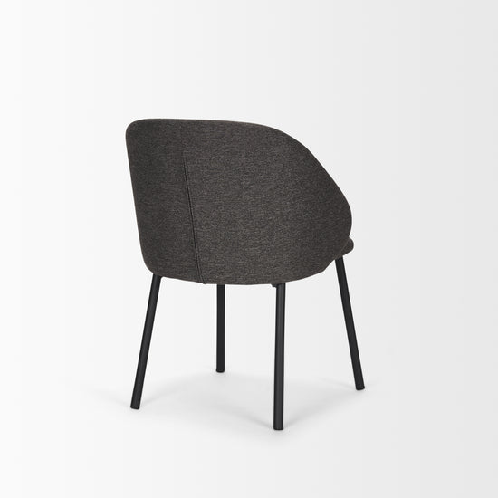 Mercana Shannon Dining Chair With Gray Fabric and Matte Black Metal