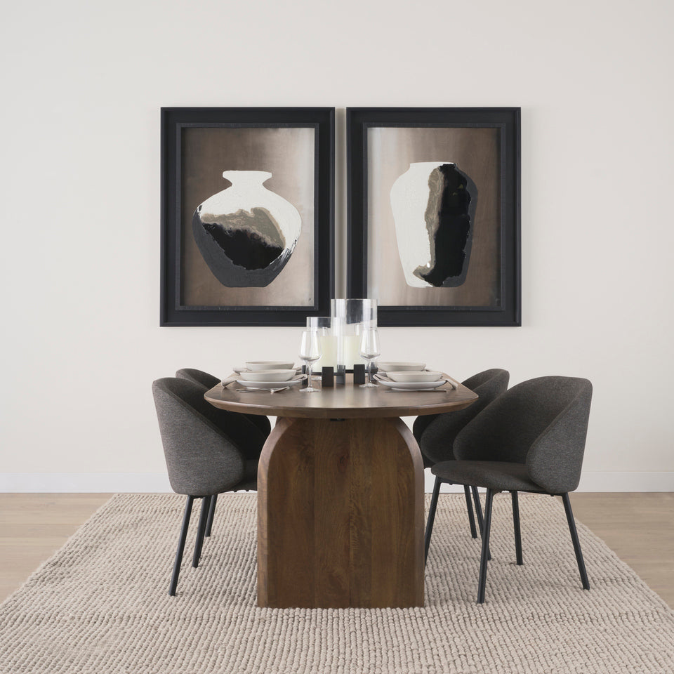 Mercana Shannon Dining Chair With Gray Fabric and Matte Black Metal