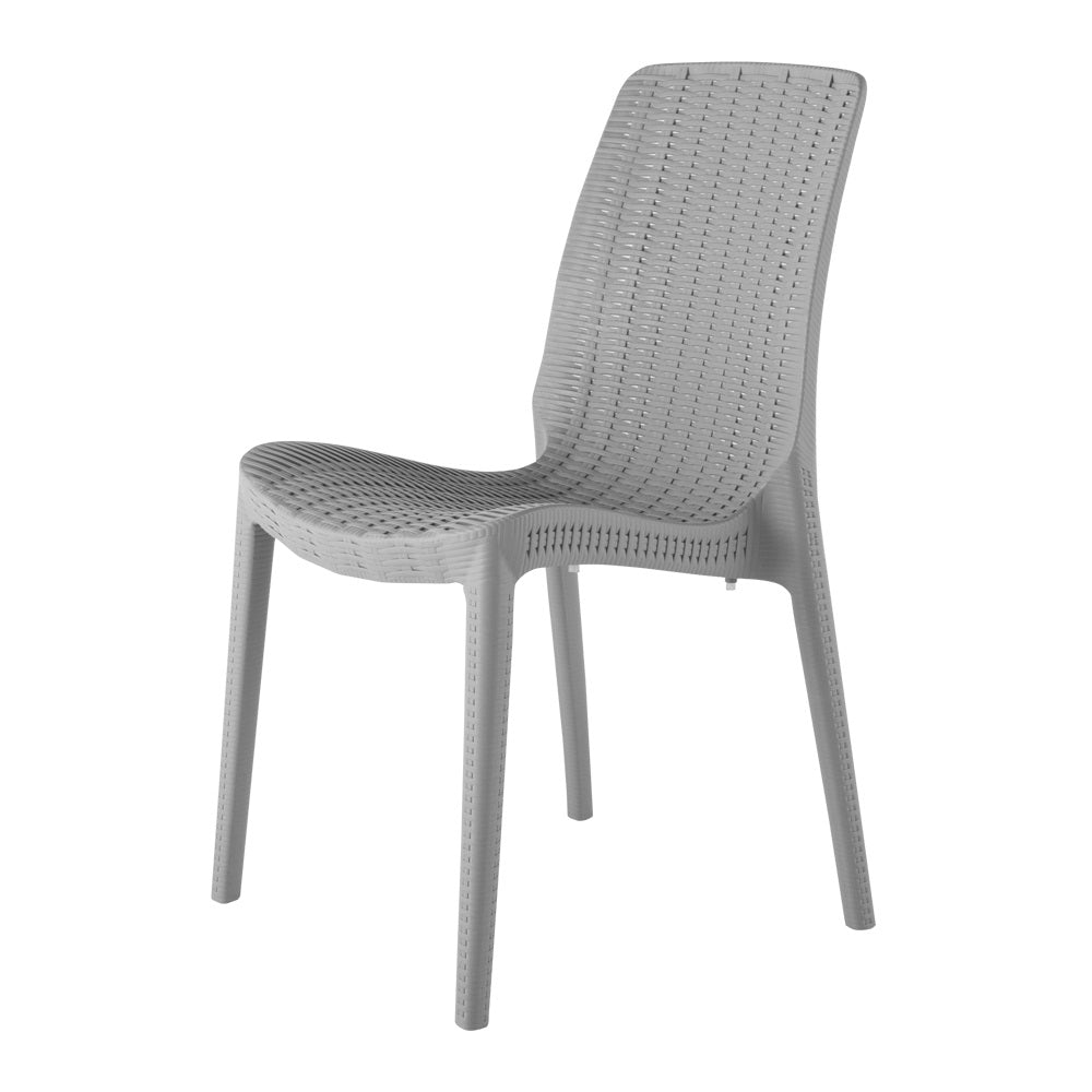 Lagoon Rue Grey/Black/Brown/Tan/Metallic Bronze/Pearl Green/White Stack-able Rattan Dinning Chair 4 Pcs Set
