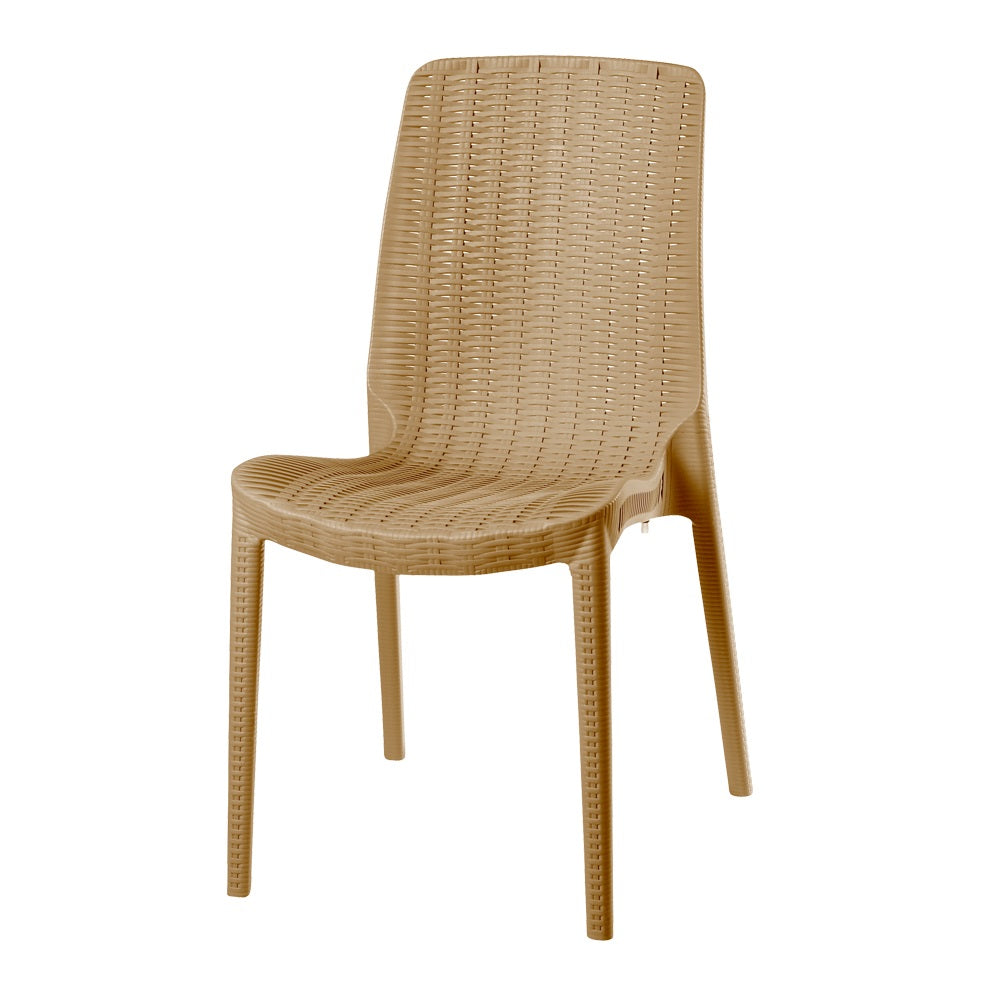 Lagoon Rue Grey/Black/Brown/Tan/Metallic Bronze/Pearl Green/White Stack-able Rattan Dinning Chair 4 Pcs Set