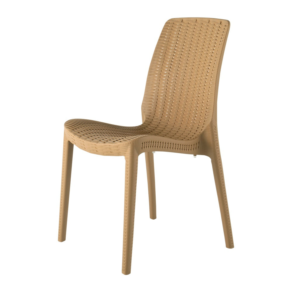 Lagoon Rue Grey/Black/Brown/Tan/Metallic Bronze/Pearl Green/White Stack-able Rattan Dinning Chair 4 Pcs Set