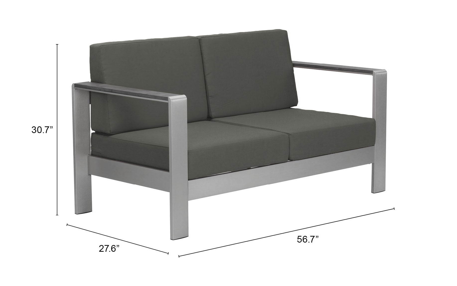 Zuo Modern Cosmopolitan Sofa in Dark Gray