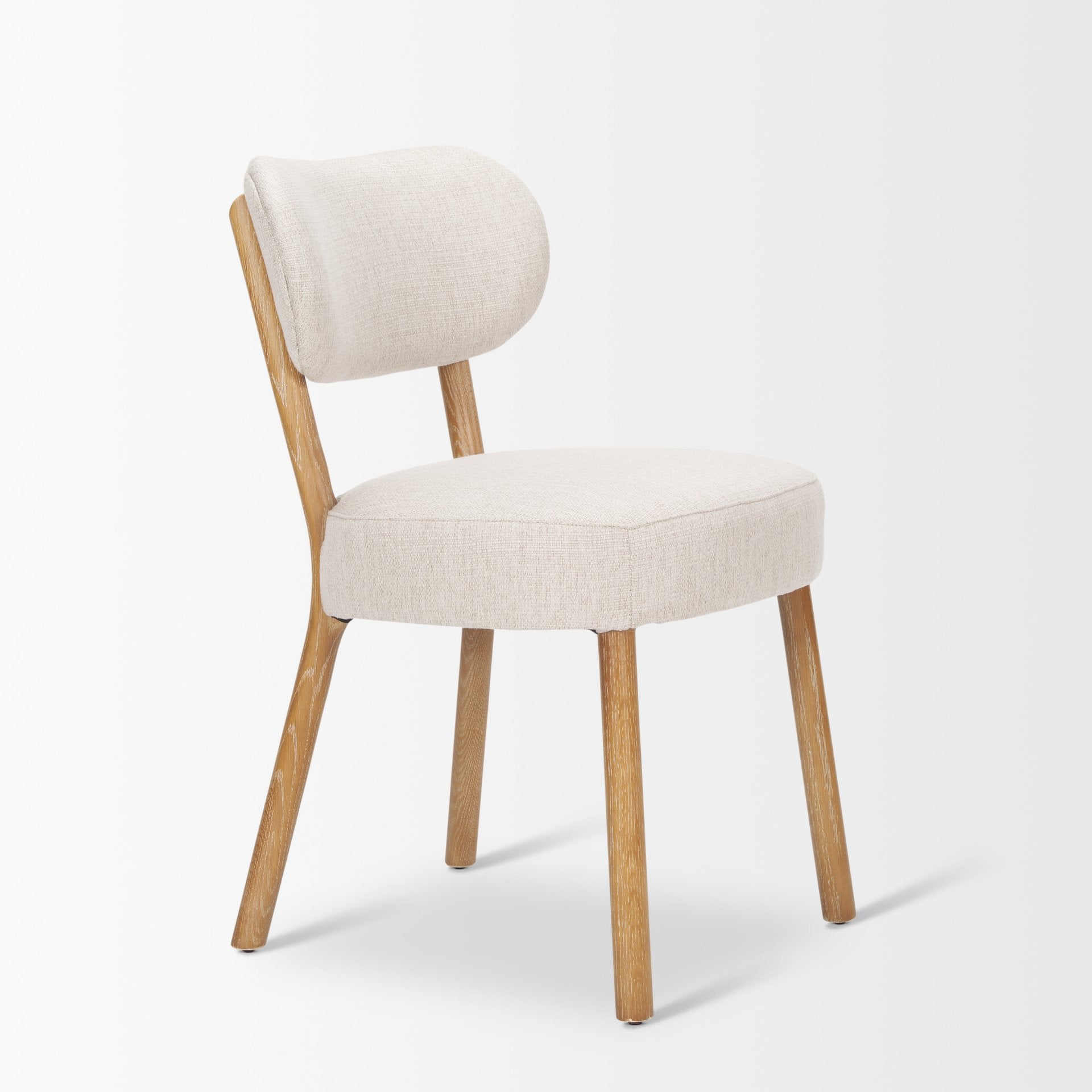Mercana Owen Dining Chair With Medium Brown Wood and Beige Fabric