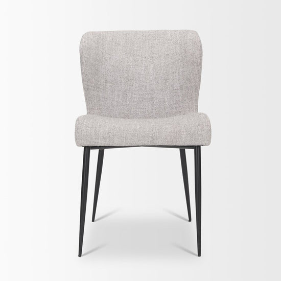 Mercana Hartt Dining Chair with Matte Black Metal Frame and Gray Fabric