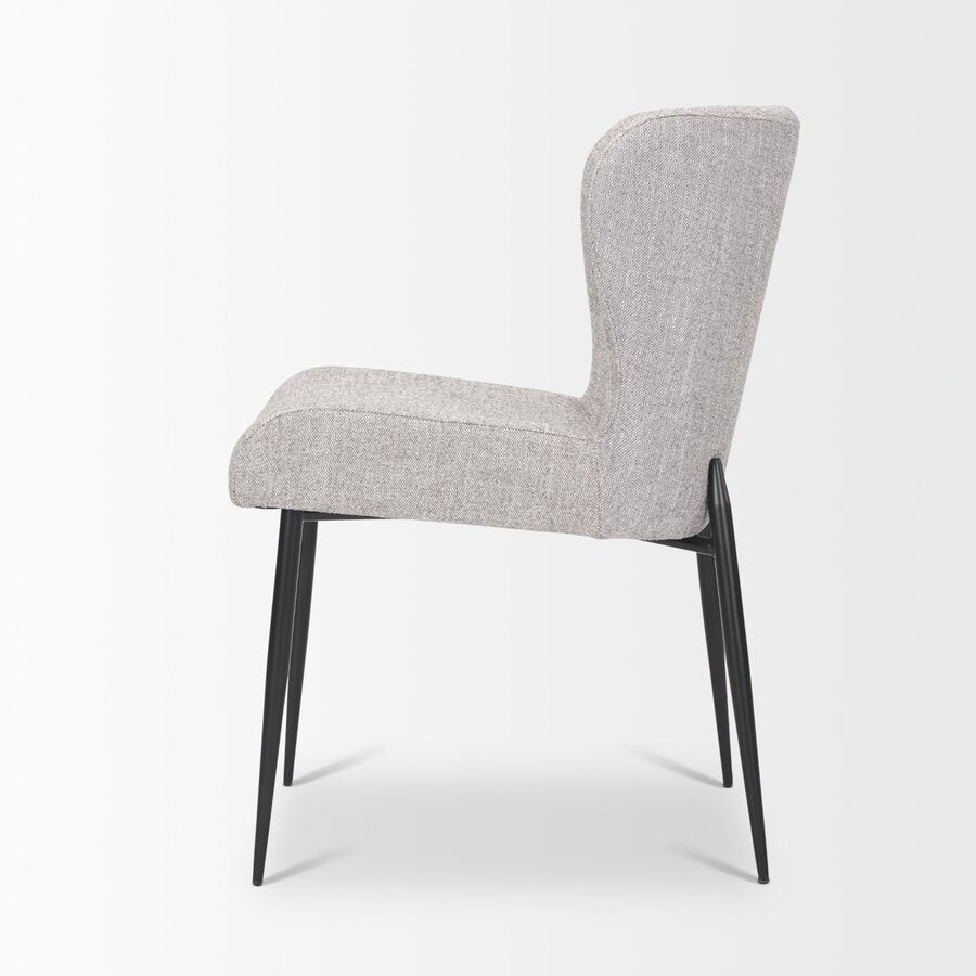 Mercana Hartt Dining Chair with Matte Black Metal Frame and Gray Fabric