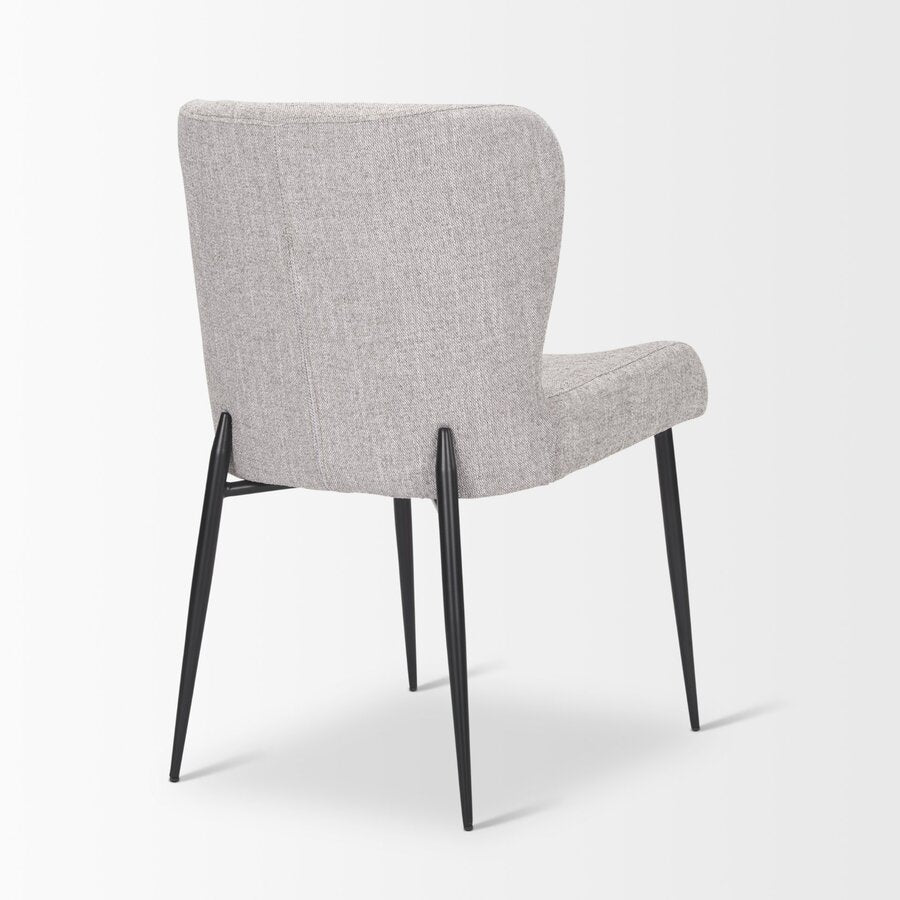 Mercana Hartt Dining Chair with Matte Black Metal Frame and Gray Fabric