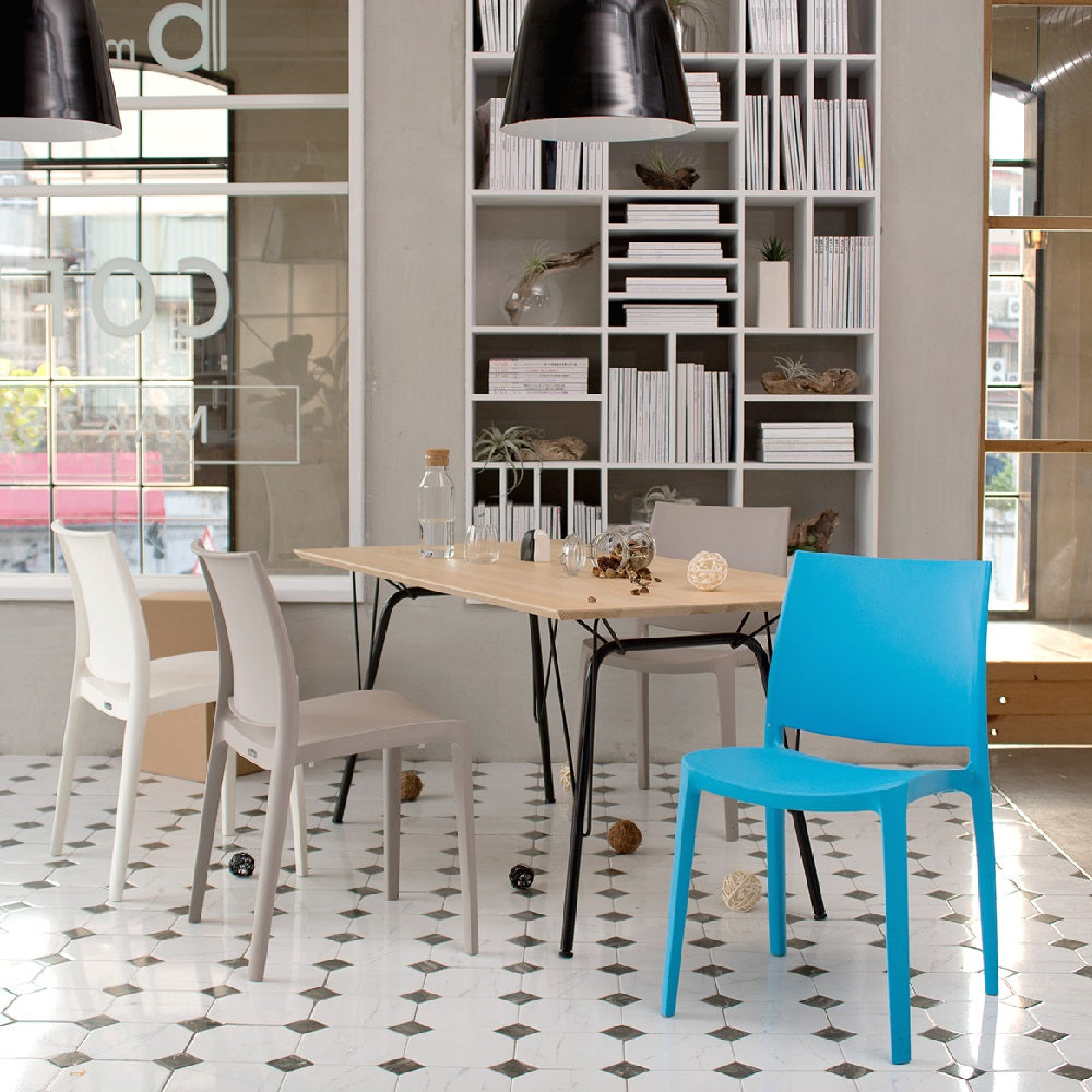 Lagoon Sensilla Blue/Grey/Dark Grey/Red/Fushia/Green/White/Gold/Orange Stack-able Dinning Chair 4 Pcs Set