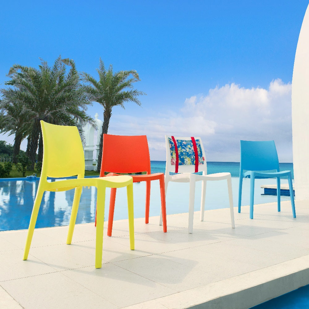 Lagoon Sensilla Blue/Grey/Dark Grey/Red/Fushia/Green/White/Gold/Orange Stack-able Dinning Chair 4 Pcs Set