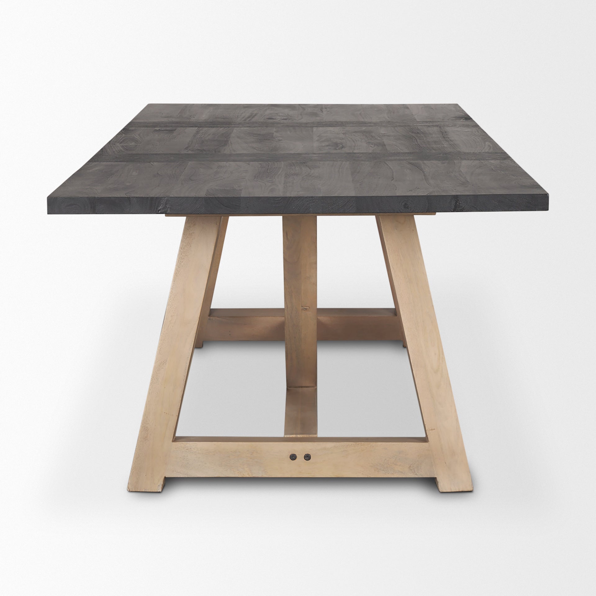Mercana Rialto Rectangular Two-Tone Black and Brown Solid Wood Dining Table