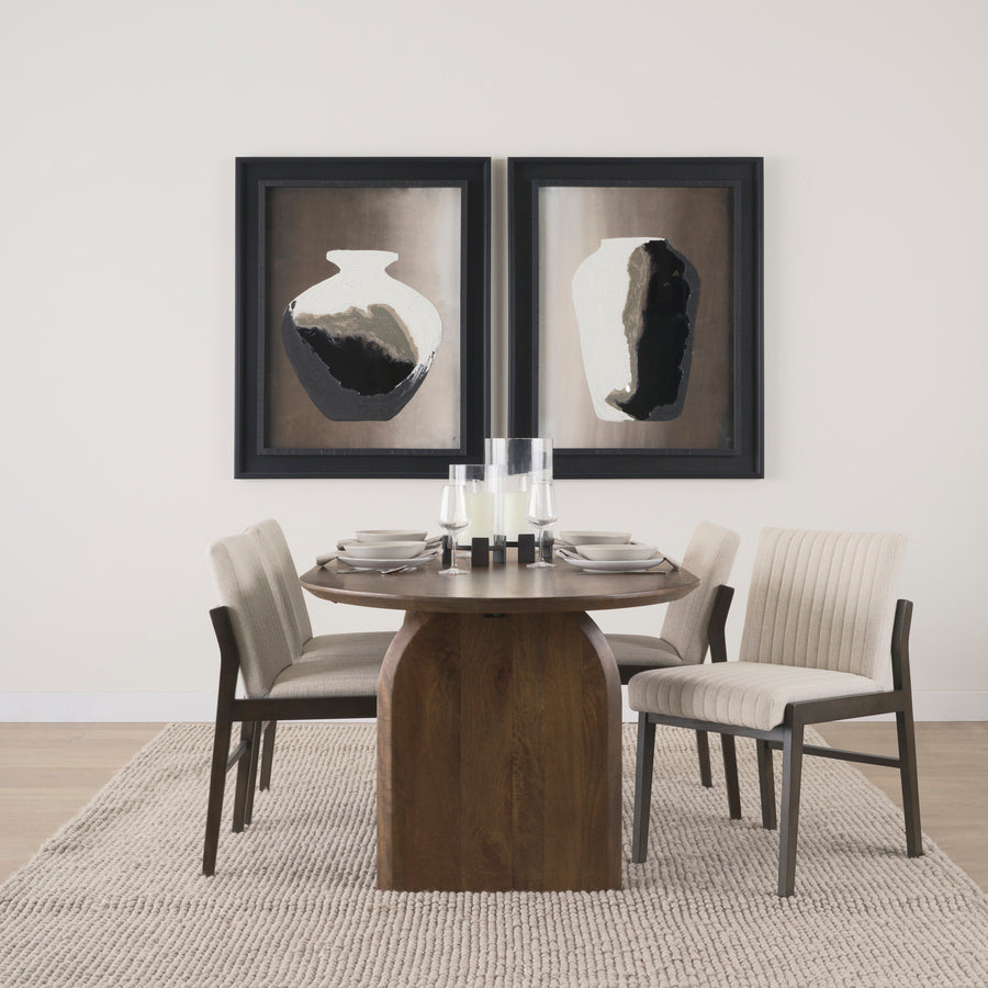 Mercana Isla Oval Dining Table With Dark Brown Wood Top & Arched Legs