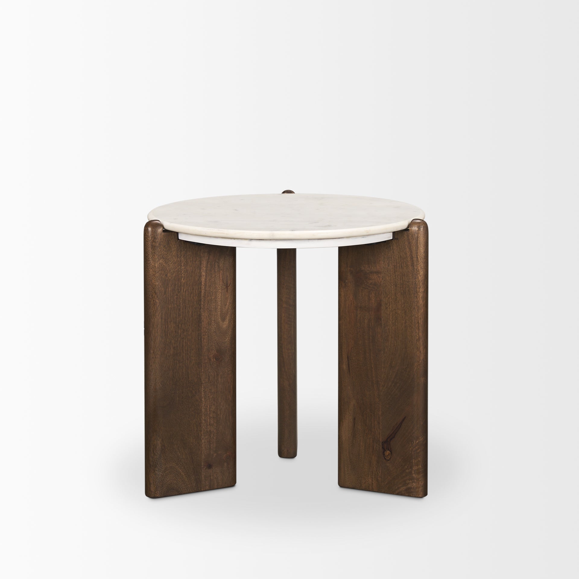 Mercana Rumer Dark Brown Wood With White Marble Side Table