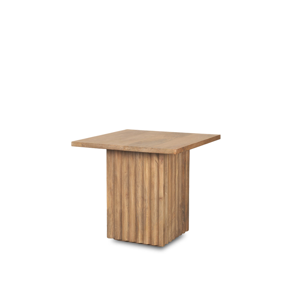 Mercana June Light Brown Wood With Fluting Square Side Table
