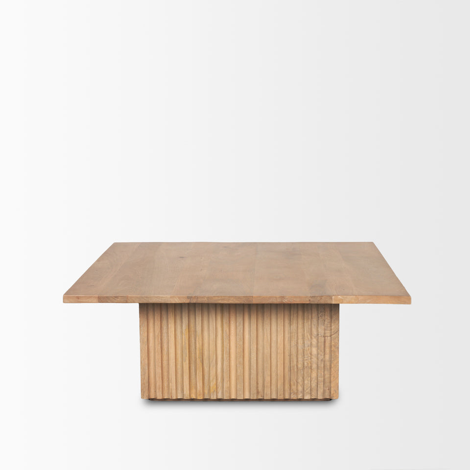 Mercana June Light Brown Wood With Fluting Square Coffee Table
