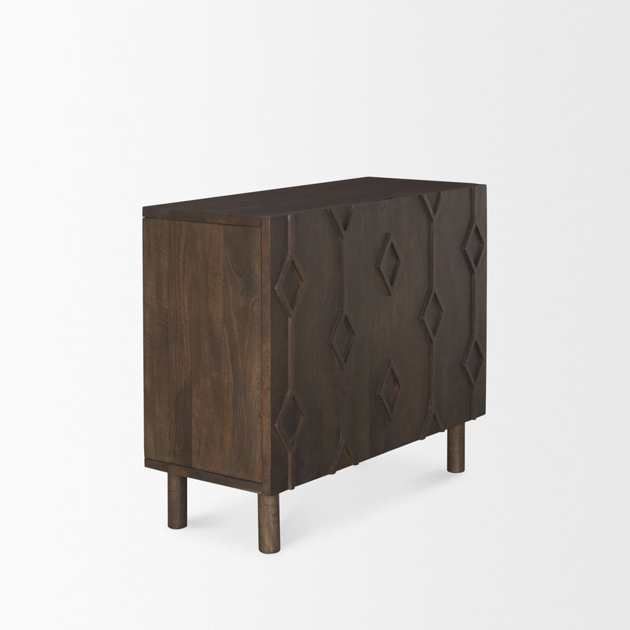 Mercana Heera Dark / Light Brown Diamond Motif With Shelf Accent Cabinet