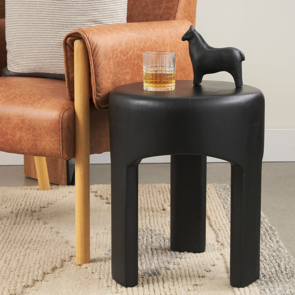 Mercana Riya Solid Black Wooden Stool