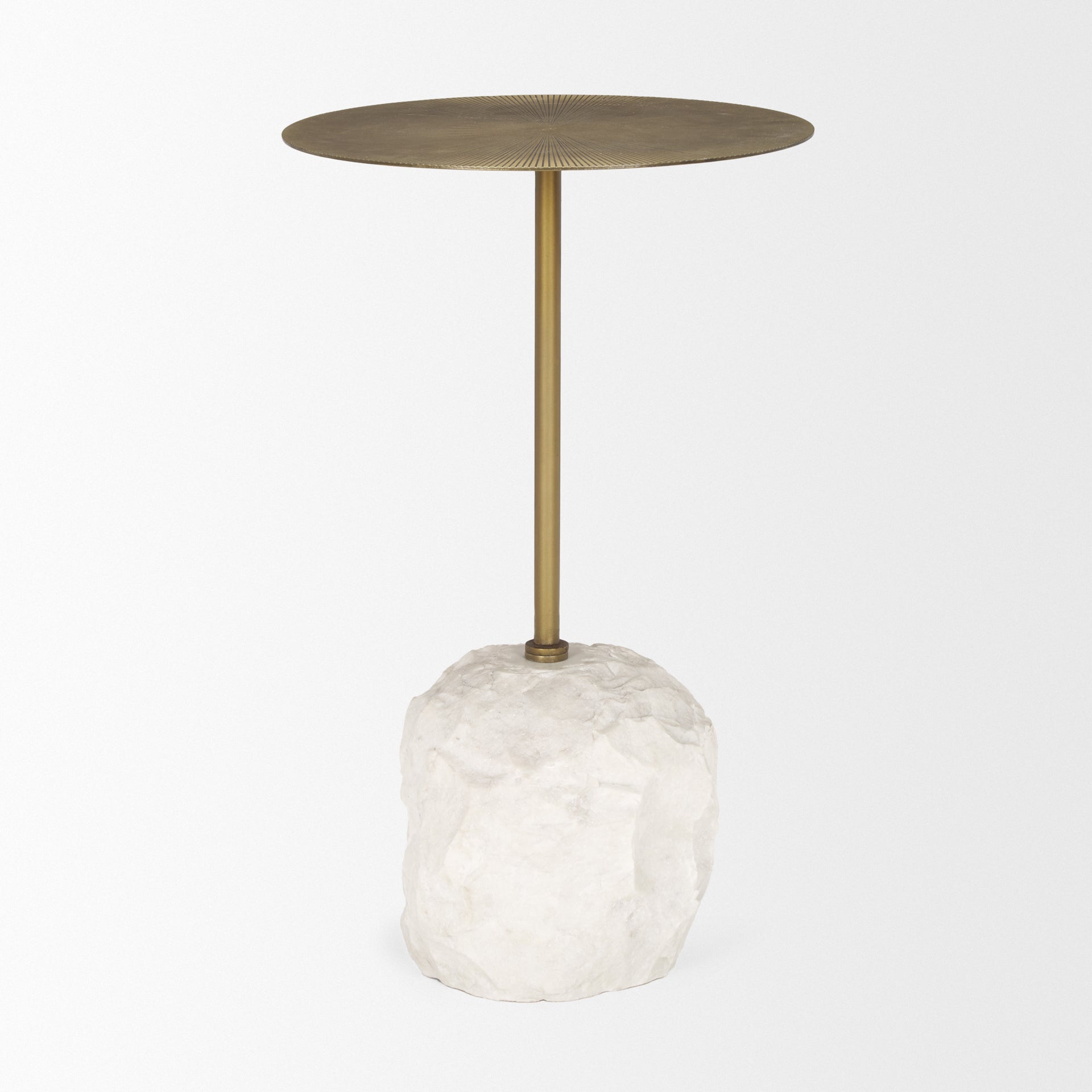 Mercana Rini Gold Metal and White Marble Accent Table