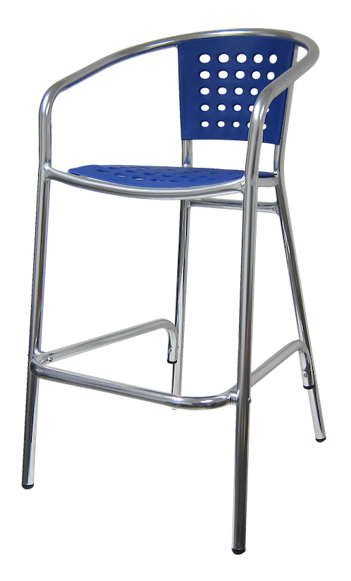 H&D Seating Aluminum Barstool with Poly Back & Seat