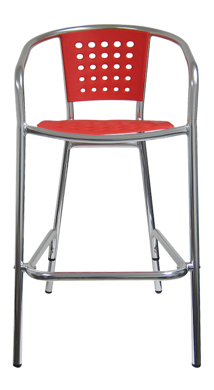 H&D Seating Aluminum Barstool with Poly Back & Seat