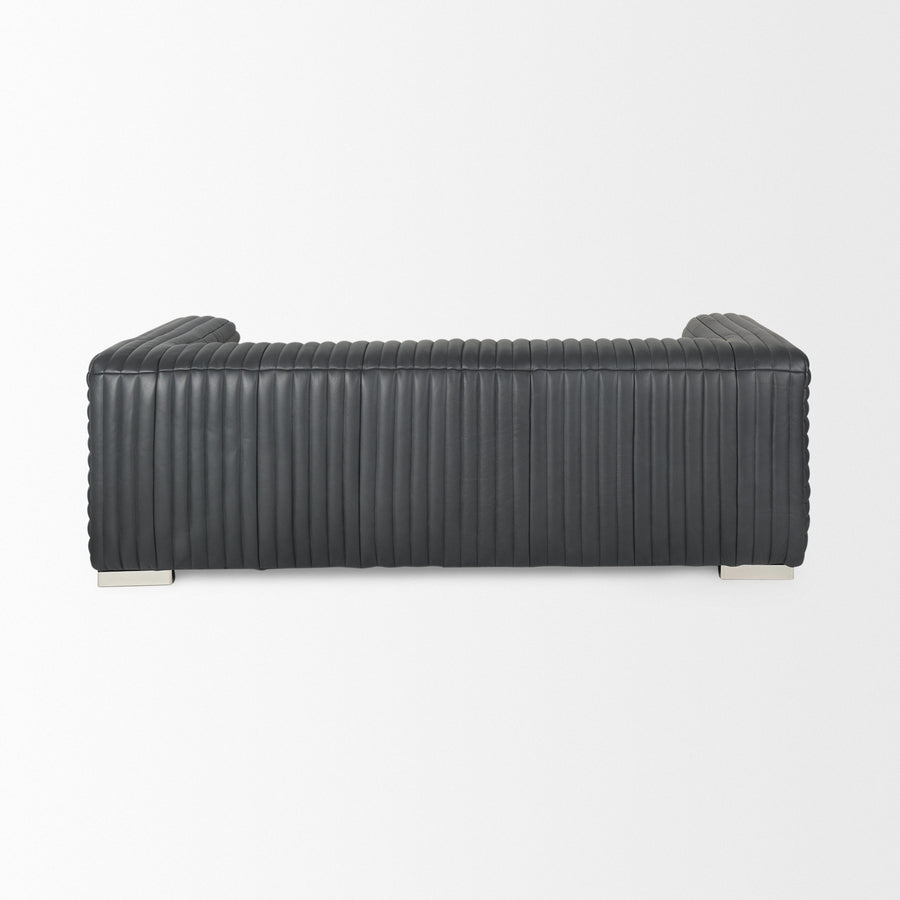 Mercana Ricciardo Black Leather Wrapped Three Seater Sofa 82.5L x 38.5W x 26.5H