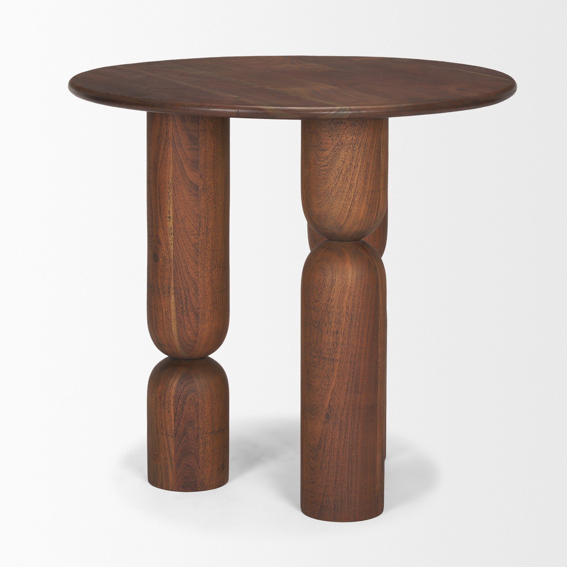 Mercana Sonel Pedestal Medium Dark Brown Acacia Wood Foyer Table