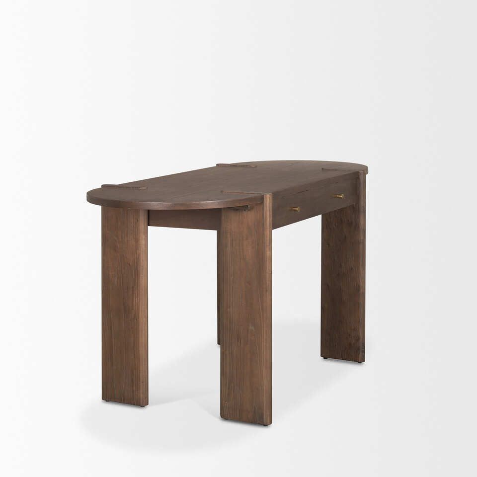 Mercana Sohan Dark Brown Elm Wood Oblong Desk