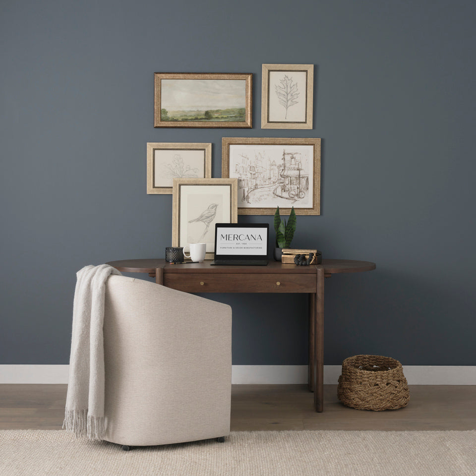 Mercana Sohan Dark Brown Elm Wood Oblong Desk