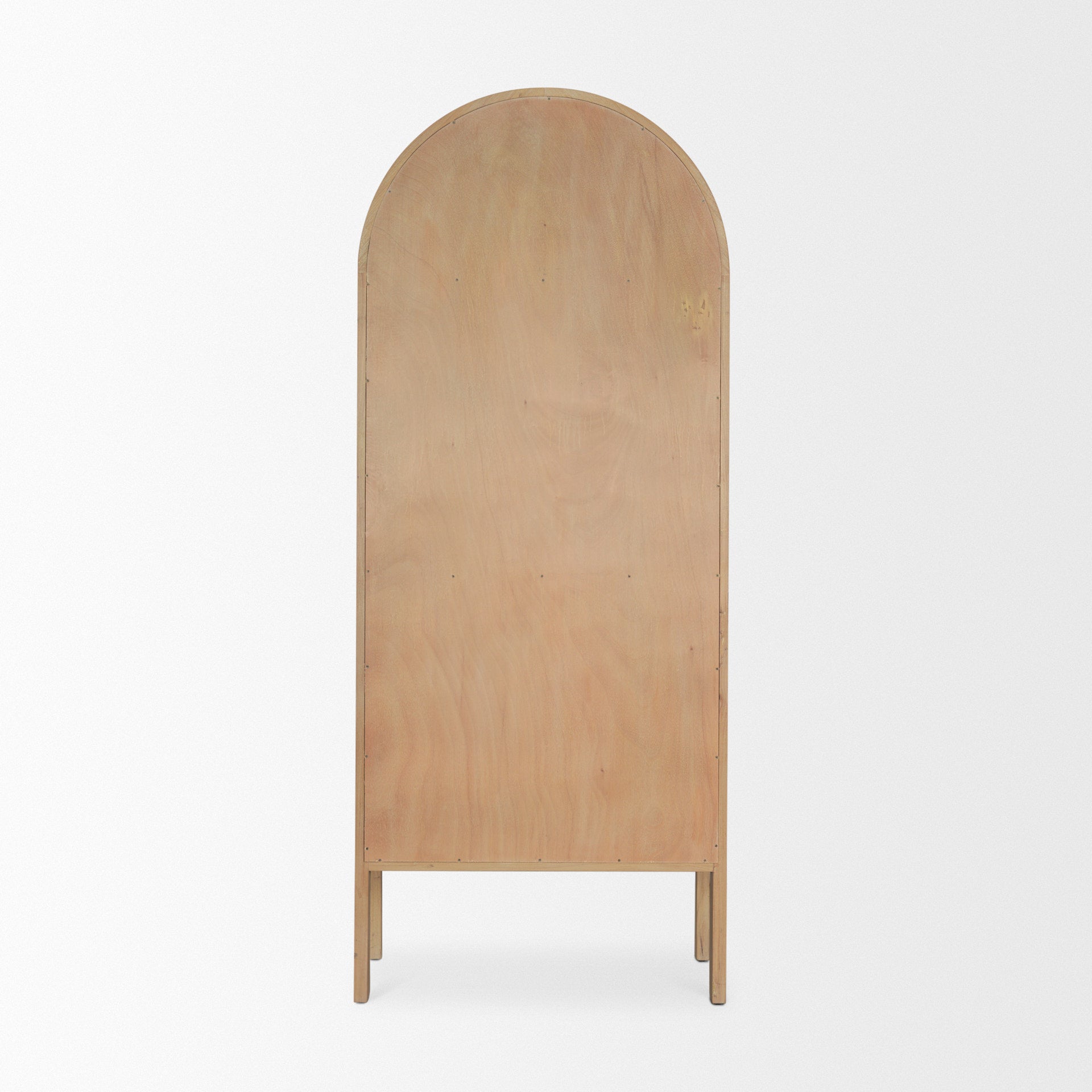 Mercana Callum Light Brown Elm Wood eith Glass Doors Arched Curio Cabinet