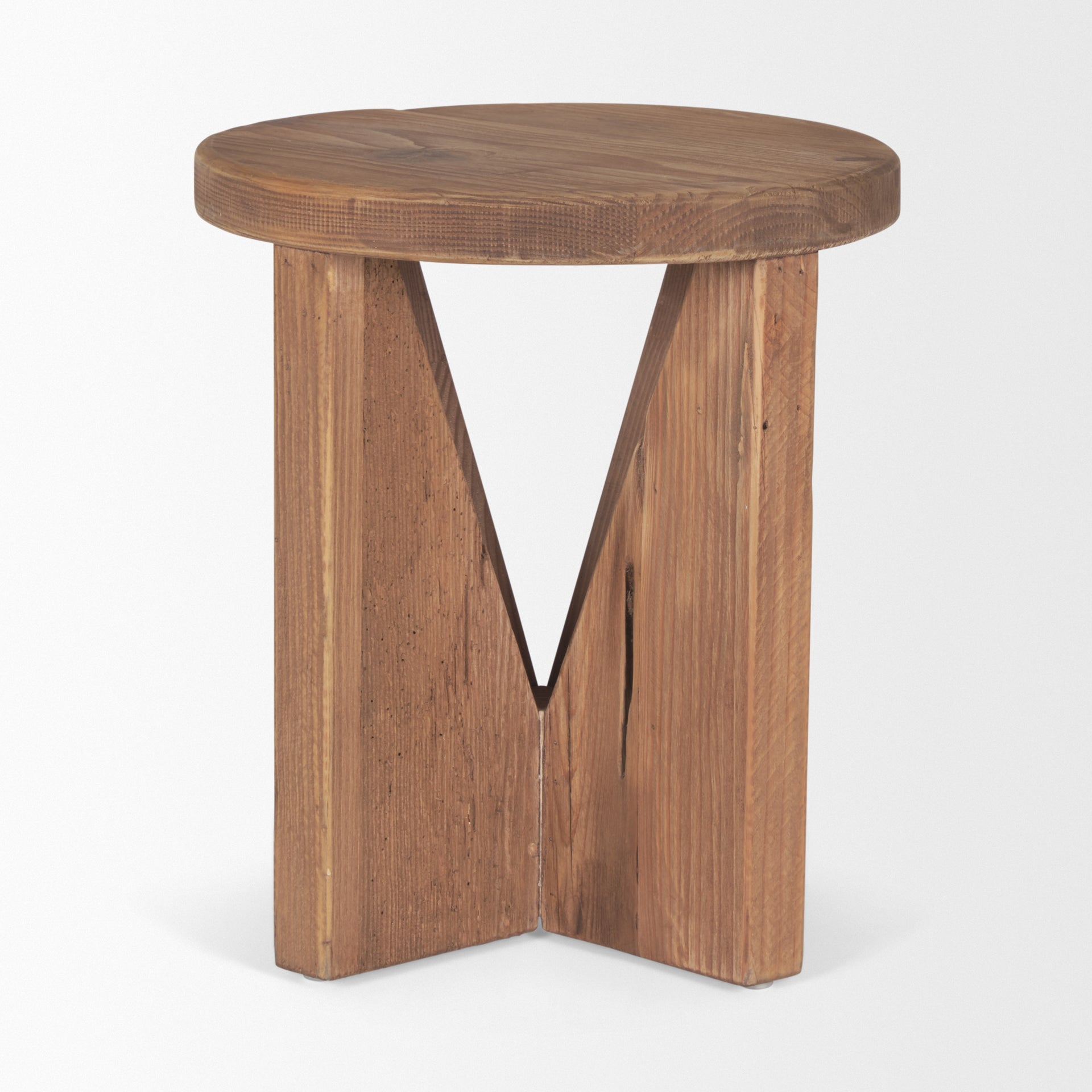 Mercana Tahlia Round Natural Brown Wood With Angled Legs Stool
