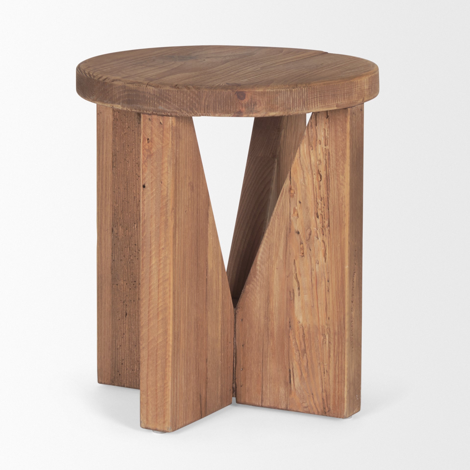 Mercana Tahlia Round Natural Brown Wood With Angled Legs Stool