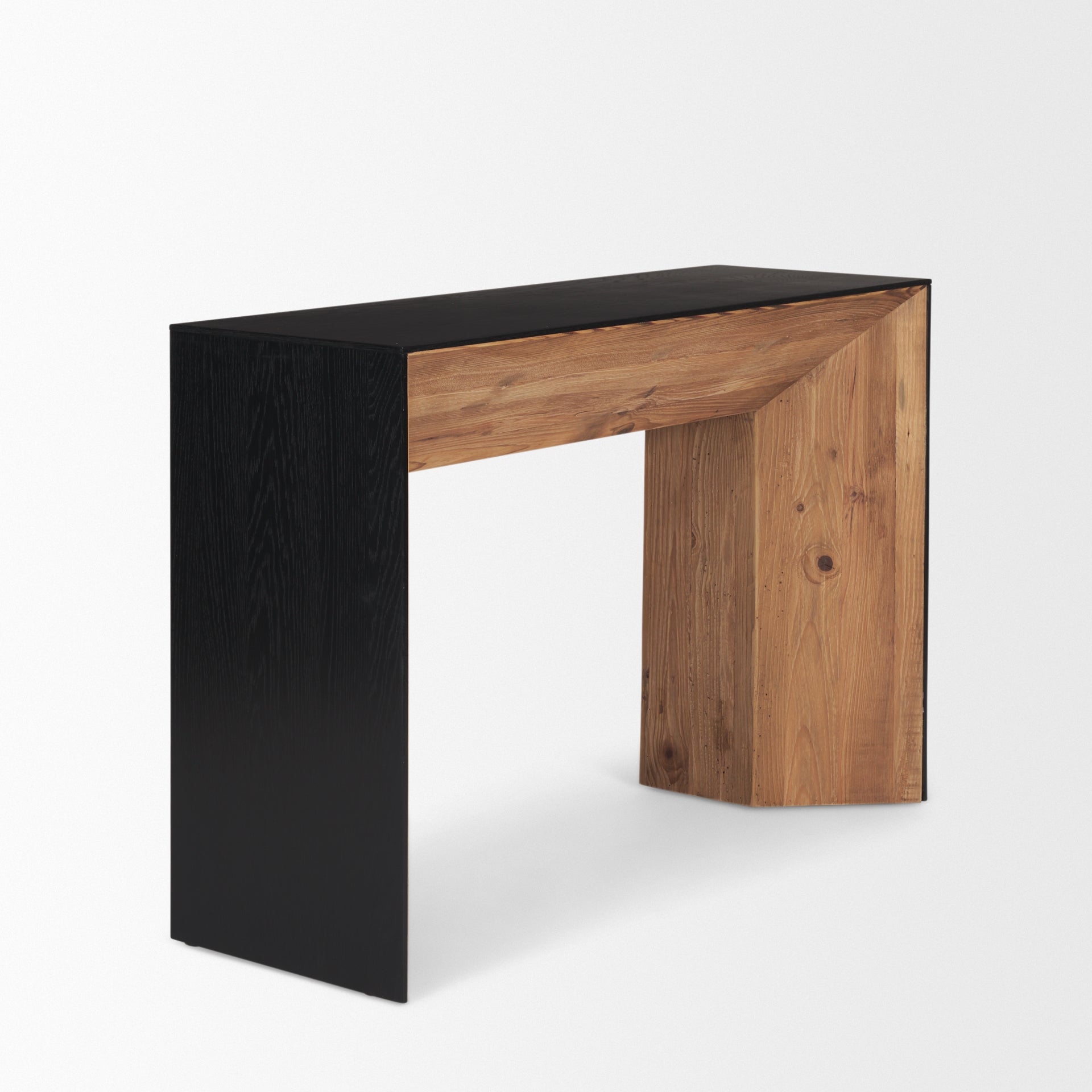Mercana Tabor Natural Wood With Black Oak Waterfall Console Table