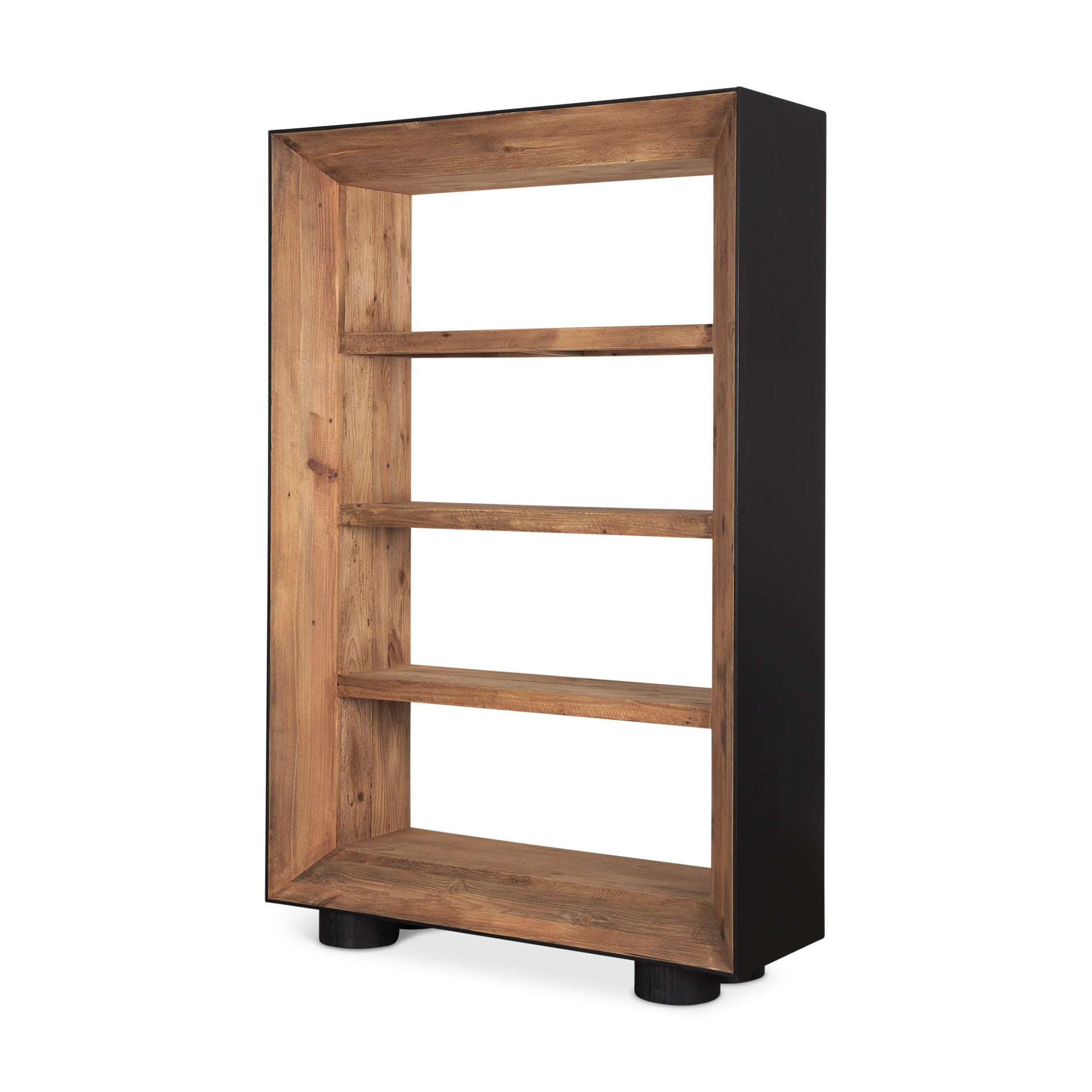 Mercana Tabor Natural Wood With Black Oak Frame Bookcase