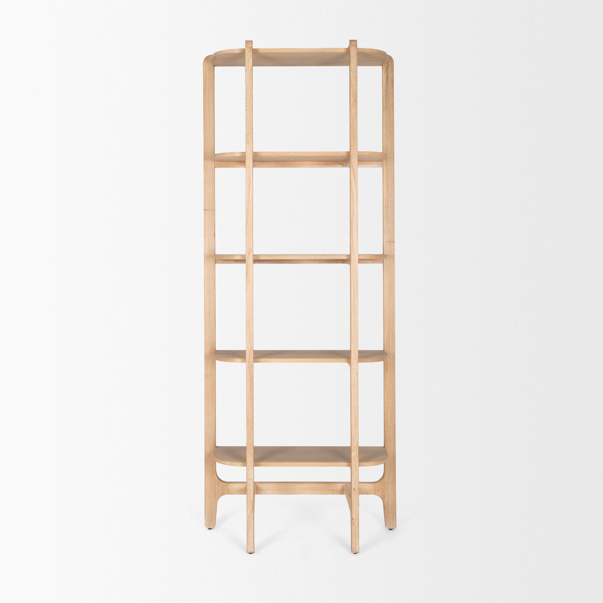 Mercana Taylin Light Brown Solid Wood Open Bookshelf