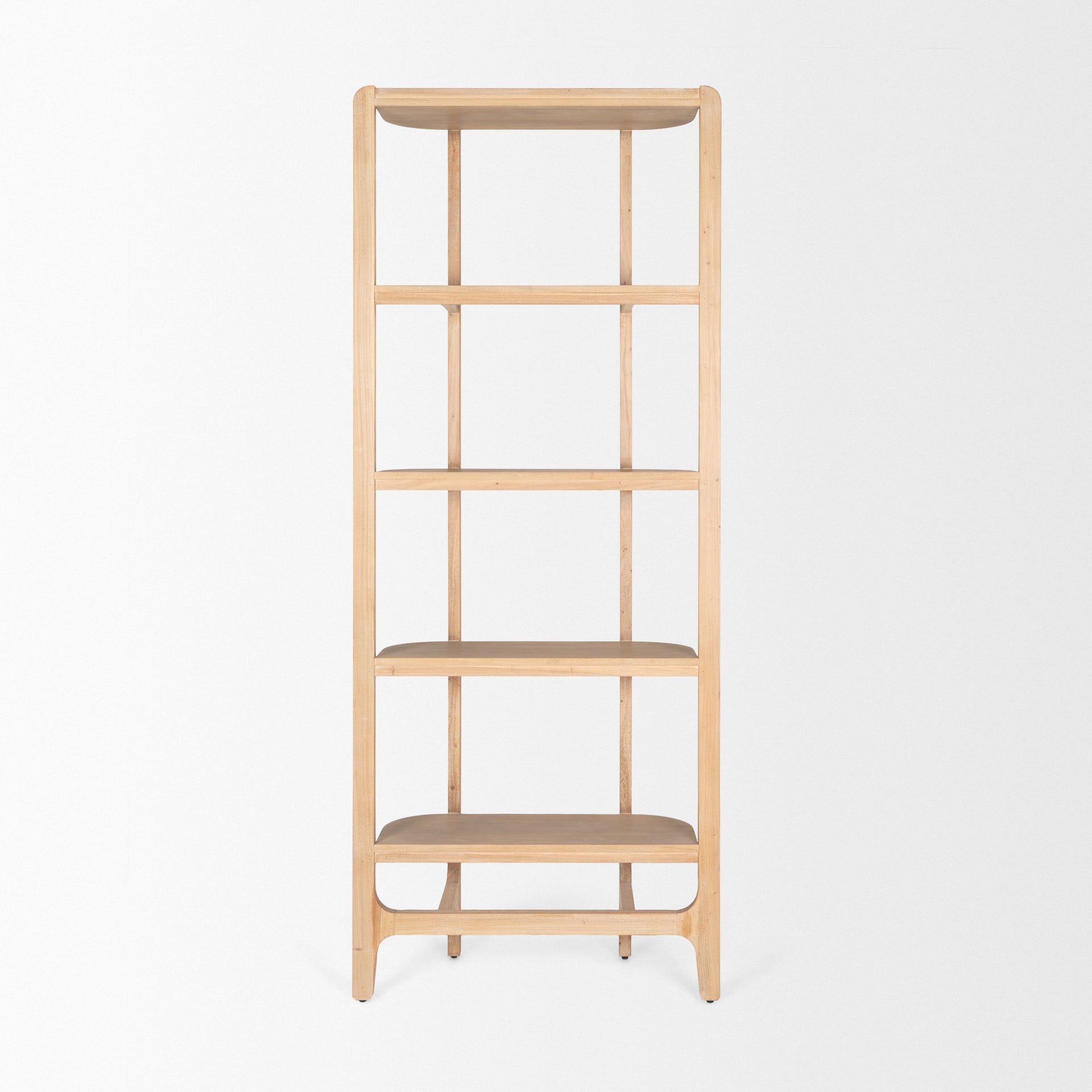 Mercana Taylin Light Brown Solid Wood Open Bookshelf