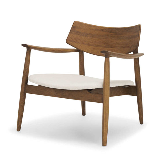 Mercana Haggen Medium / Light Brown Oak Wood with Cream Fabric Accent Chair