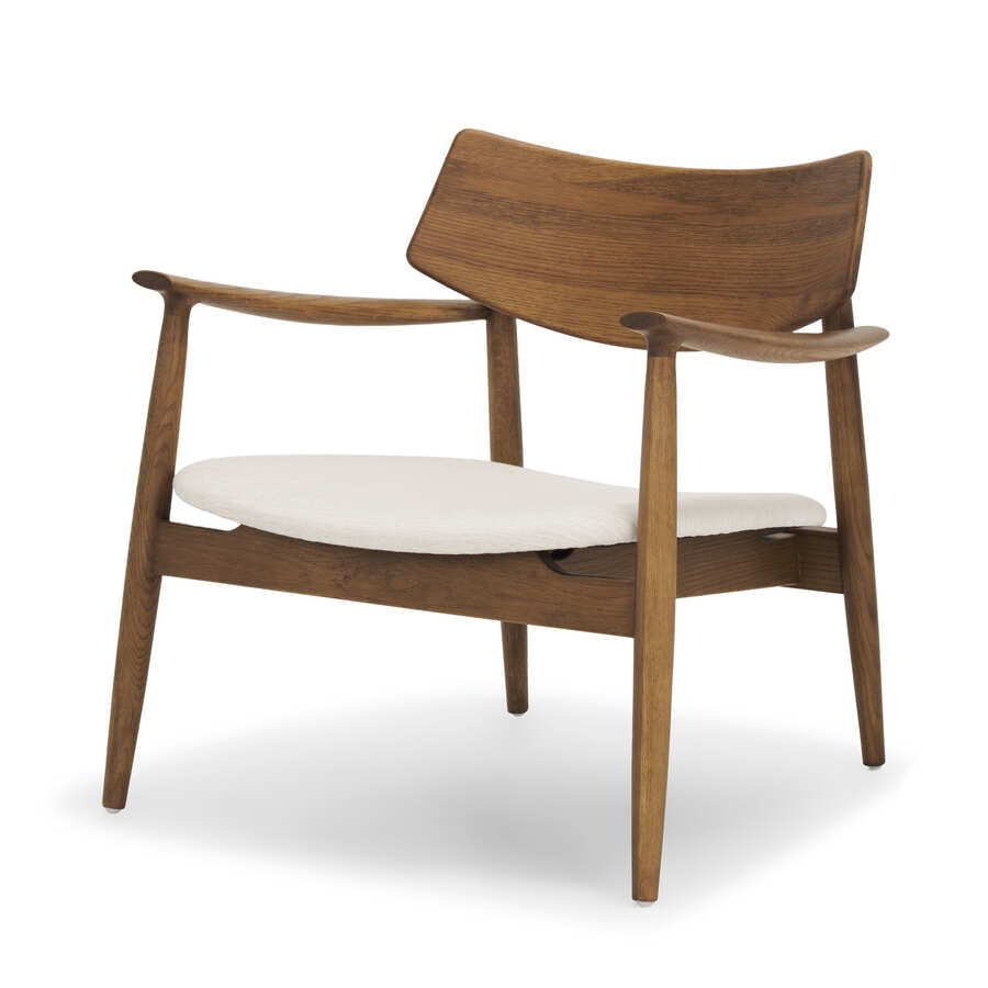 Mercana Haggen Medium / Light Brown Oak Wood with Cream Fabric Accent Chair