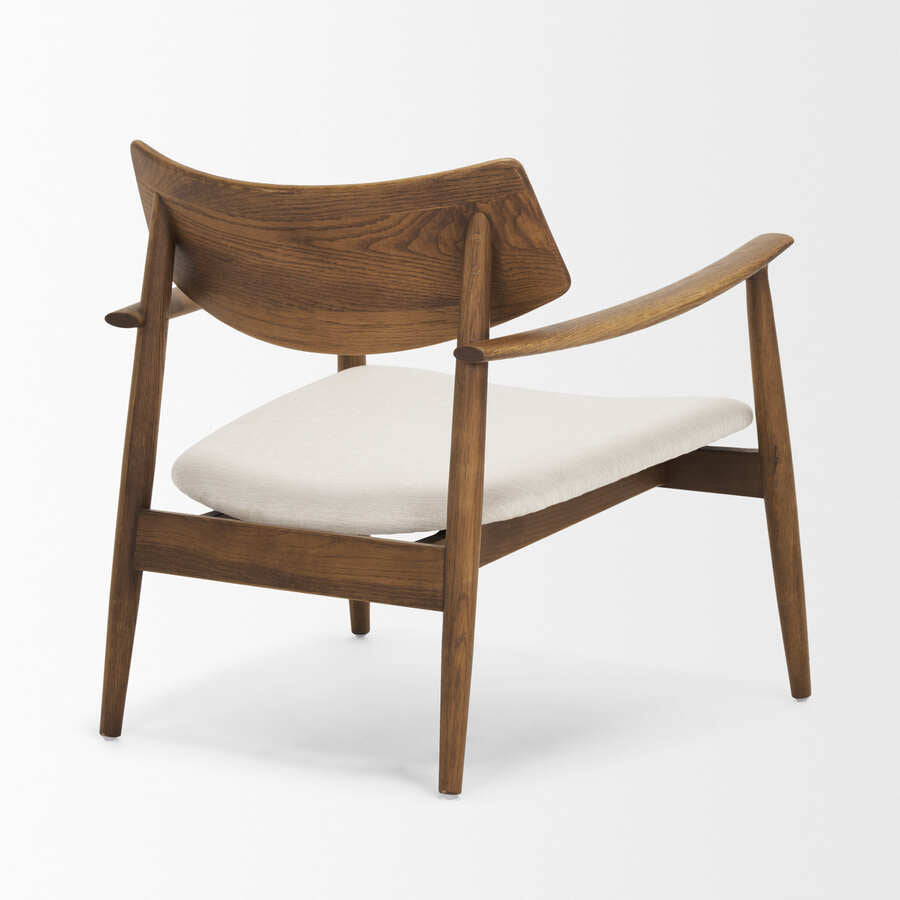 Mercana Haggen Medium / Light Brown Oak Wood with Cream Fabric Accent Chair