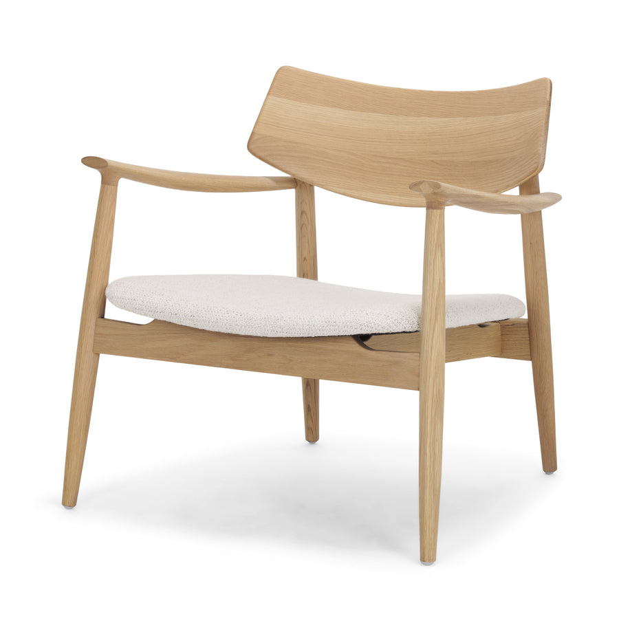 Mercana Haggen Medium / Light Brown Oak Wood with Cream Fabric Accent Chair